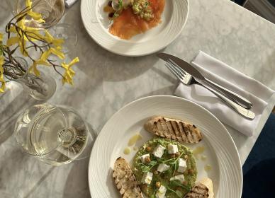 Spring pea, mint and mascarpone hummus