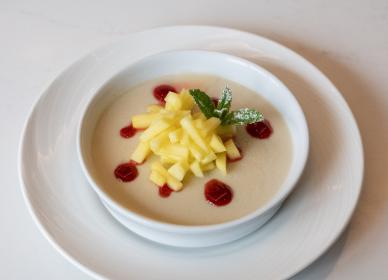 Summer pudding with clotted cream ice cream (N, V) - Summer menu 2026