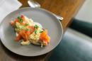 Scrambled eggs and salmon 