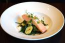 Cold poached salmon, samphire & baby potato salad, with lemon & dill mayonnaise