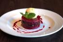 Summer pudding, with clotted cream ice cream
