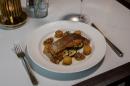 Pan seared sea trout fillet served with grilled courgette, tomato salsa and rosti potato (GF) - Summer menu 2026