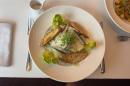 Caesar Salad with garlic croutons, pancetta, anchovies and a soft boiled egg
