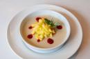 Summer pudding with clotted cream ice cream