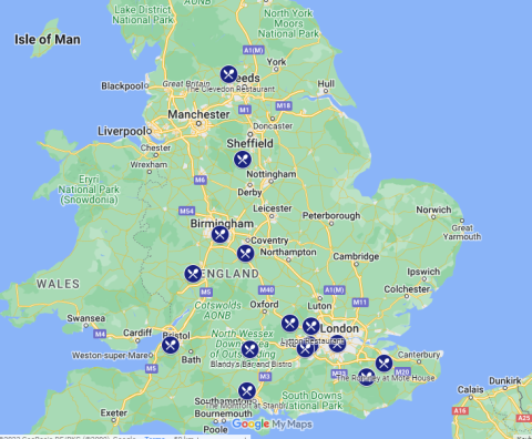 Audley restaurants map