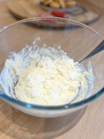 Combine cheeses and add sour cream