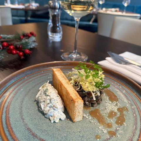 Grilled portobello mushroom tartare